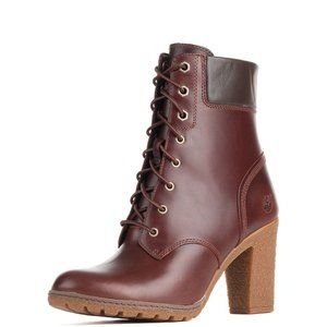Timberland Brown Glancy 6-Inch Leather Low Heel Lace Up Ankle Boots 10